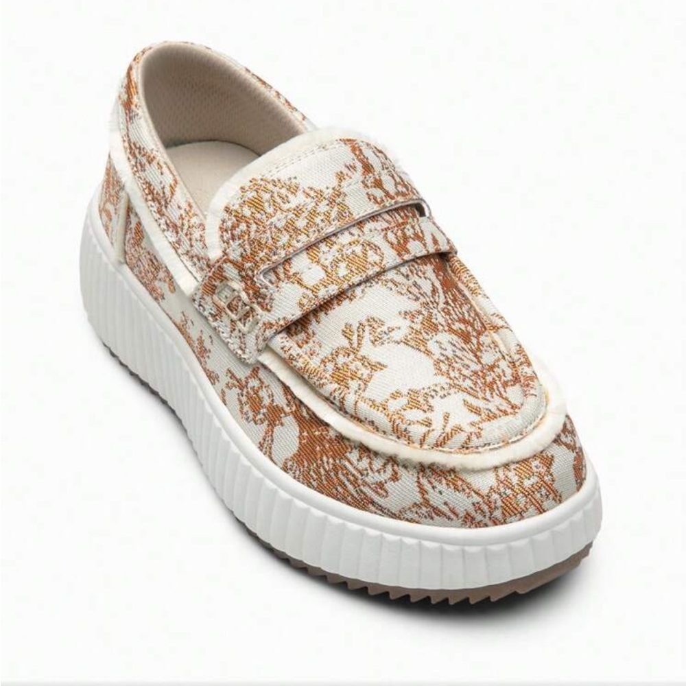 New Womens White and Brown Loafers